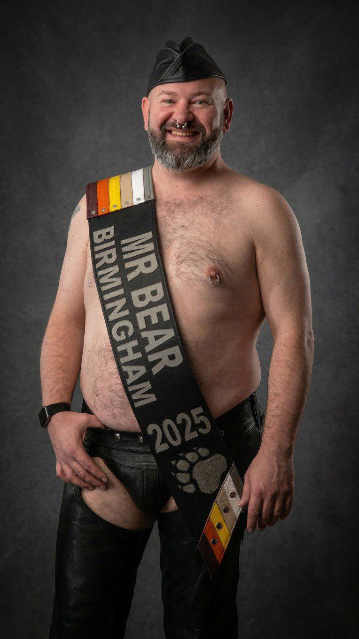 Steven H. wearing Mr Bear Heritage Sashes at Mr Bear Birmingham 2025